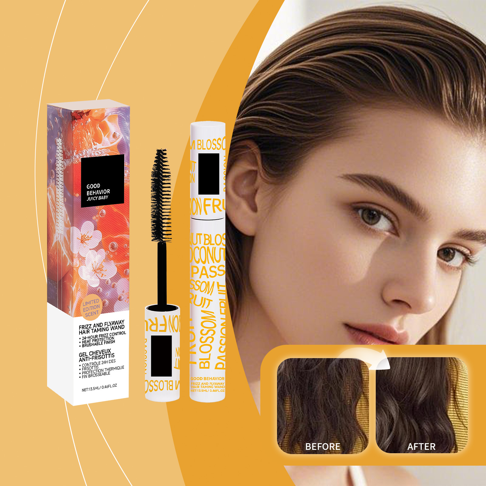 Hair Styling Stick Light Non Greasy Soft Shiny Fluffy Portable Daily Tame Broken Hair Smooth Glossy Voluminous Small
