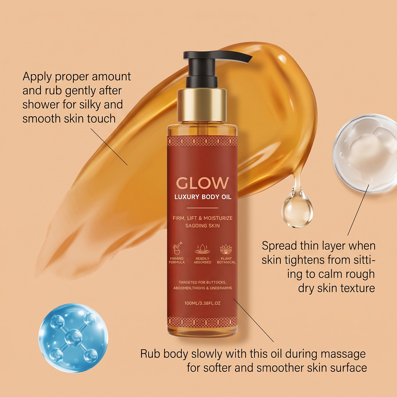 Brightening Body Oil Soft Light Smooth Shiny Fresh Hydrating Quick Absorb Non Sticky Care Skin Whole Body