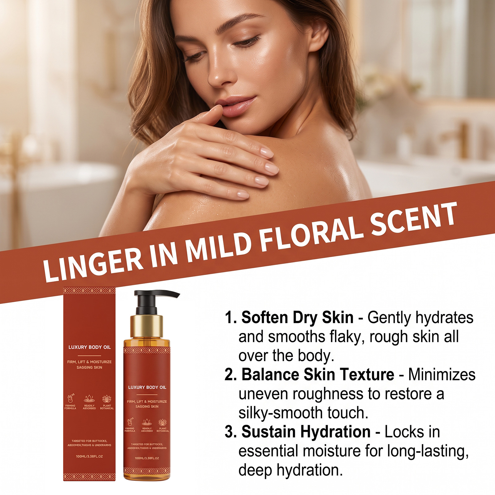 Brightening Body Oil Soft Light Smooth Shiny Fresh Hydrating Quick Absorb Non Sticky Care Skin Whole Body