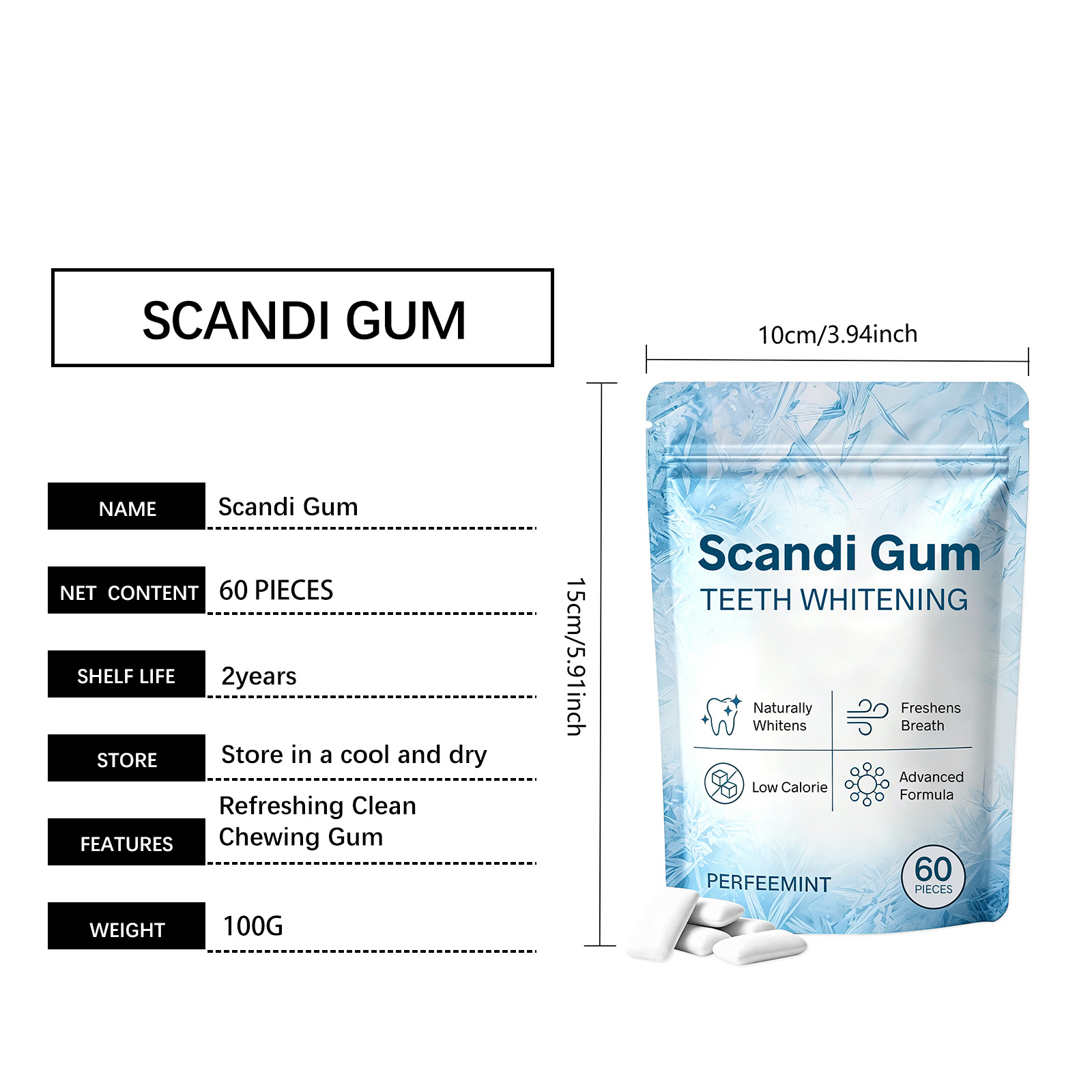 Refreshing Bright Clean Chewing Gum Fresh Teeth Protection Mild Care Daily Clean Mouth Improve Tooth Breath
