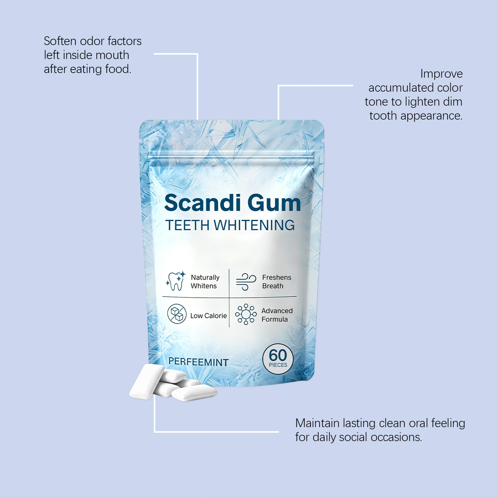 Refreshing Bright Clean Chewing Gum Fresh Teeth Protection Mild Care Daily Clean Mouth Improve Tooth Breath