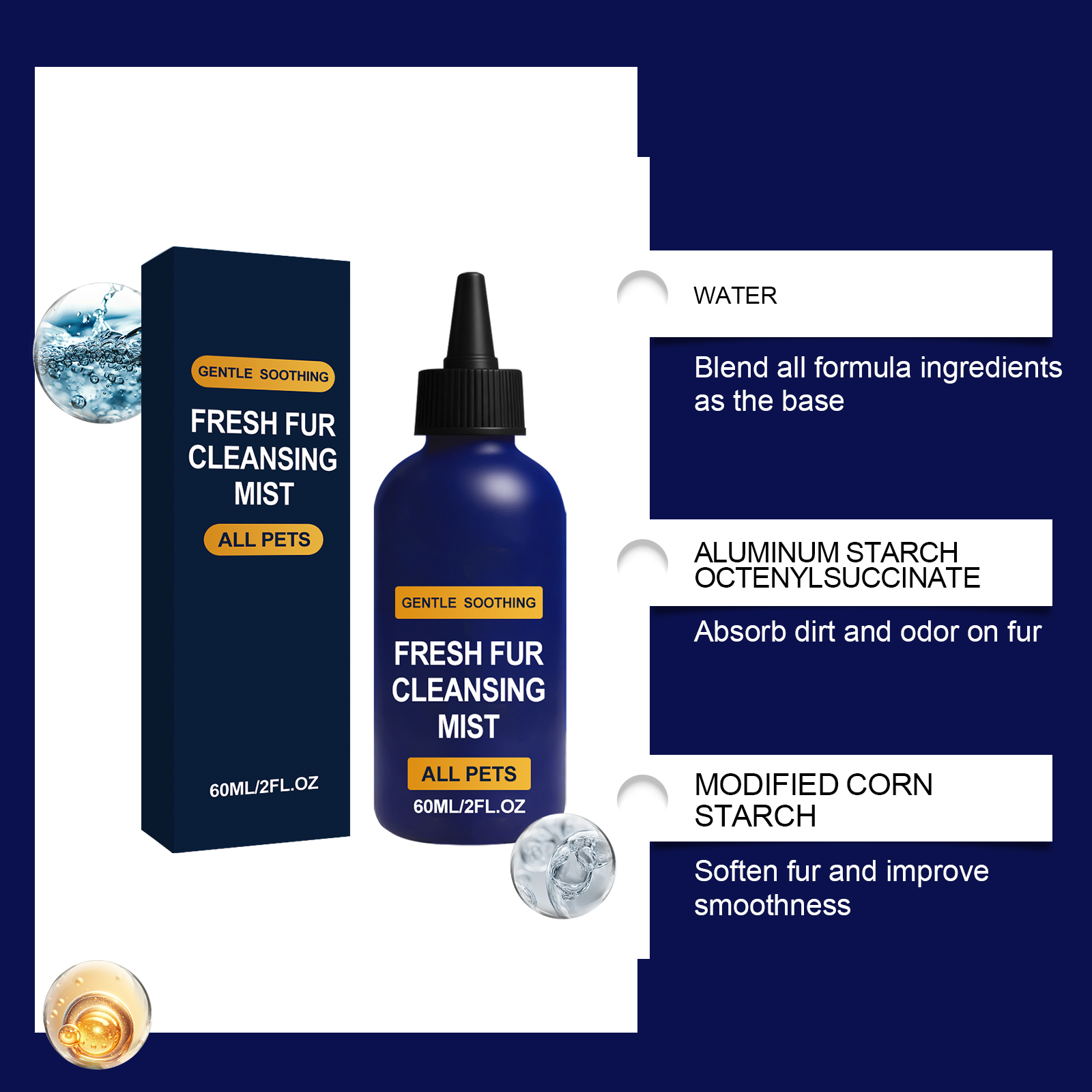 Pet Hair Cleansing Liquid Daily Cleaning Fluffy Soft Tangle Free Comfortable Refreshing Care For Cats And Dogs