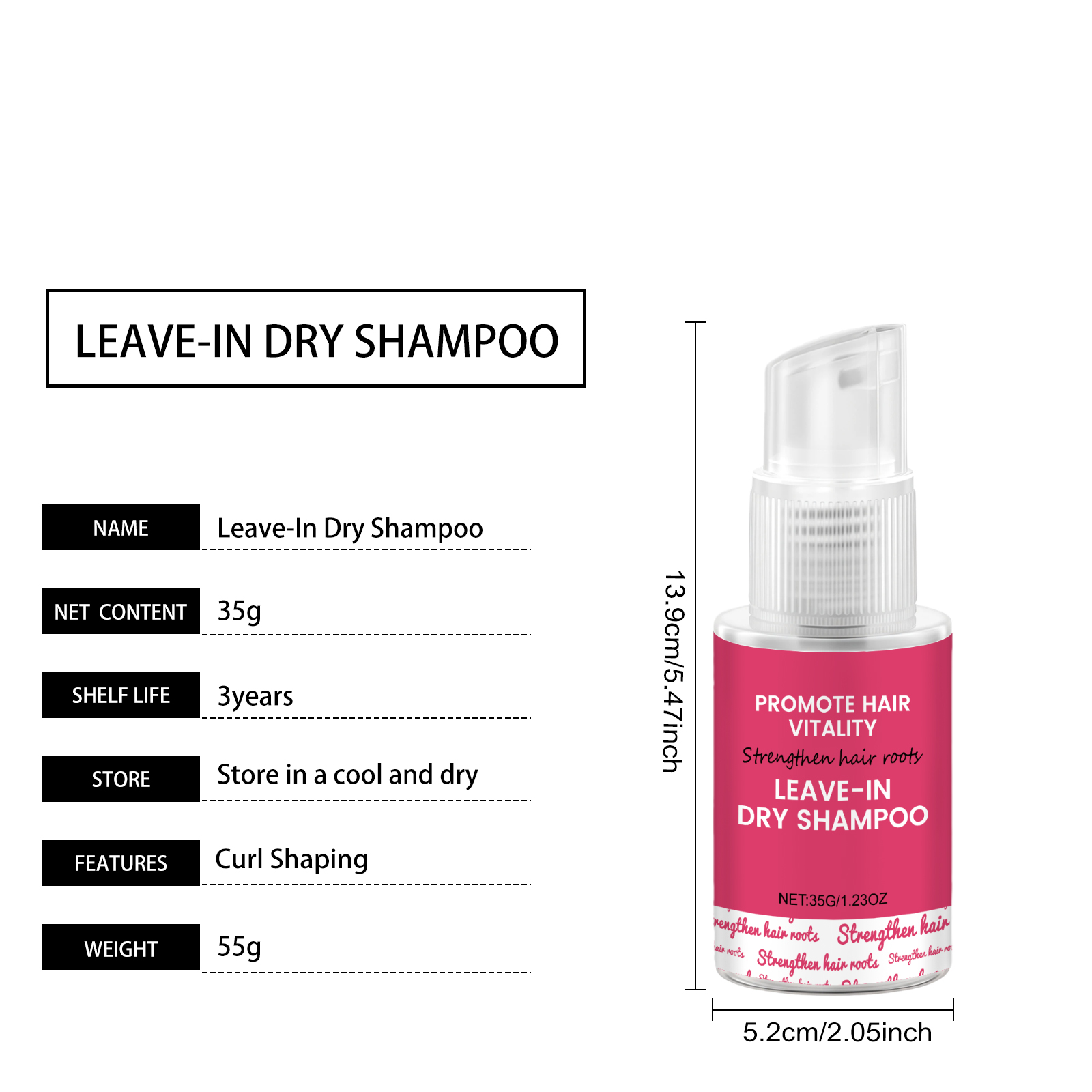 Dry Hair Spray Refreshing Natural Airy Voluminous Top Smooth Wash Free For All Hair Types