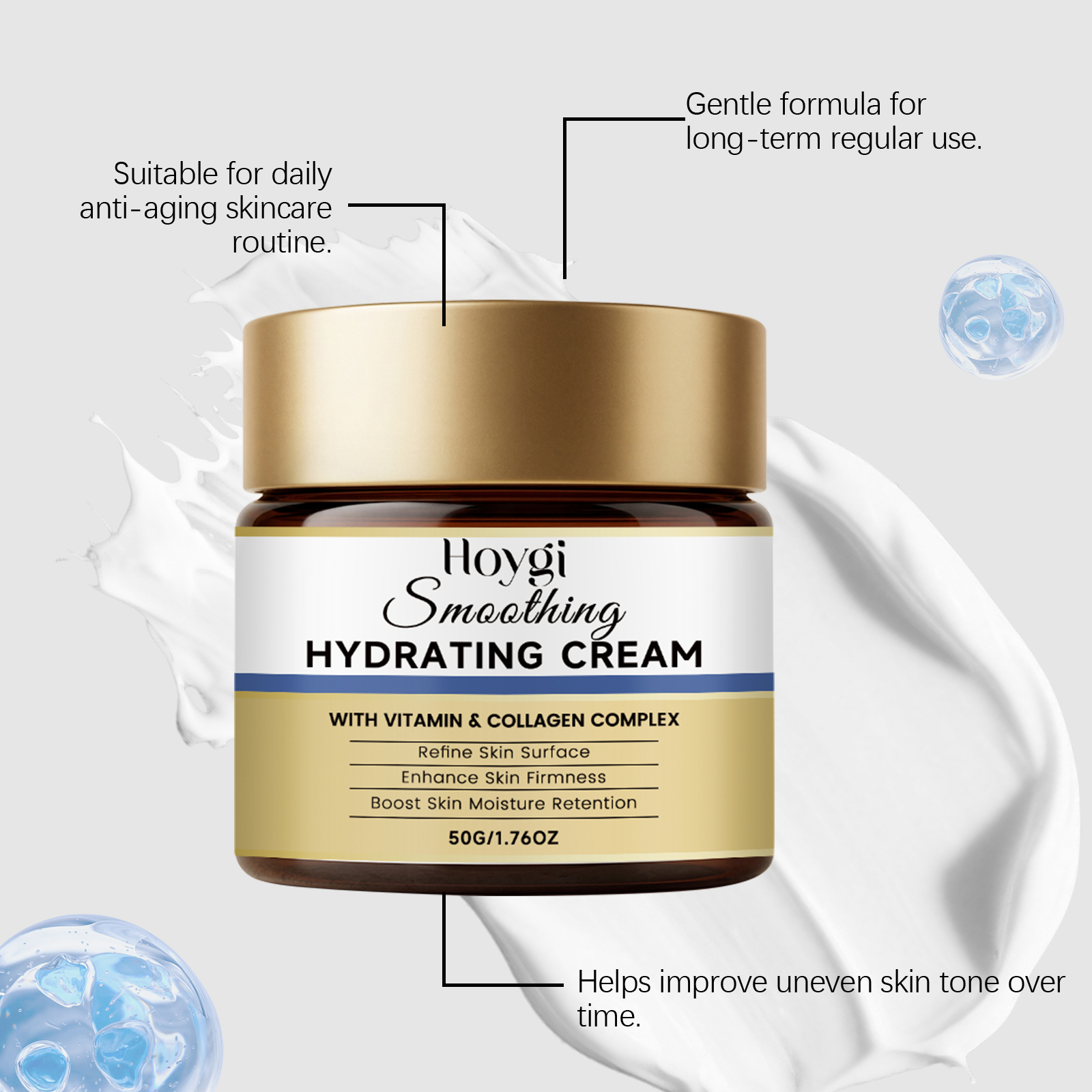 Moisturizing Nourishing Facial Cream Elastic Smooth Texture Lightweight Quick Absorbing Care For Skin