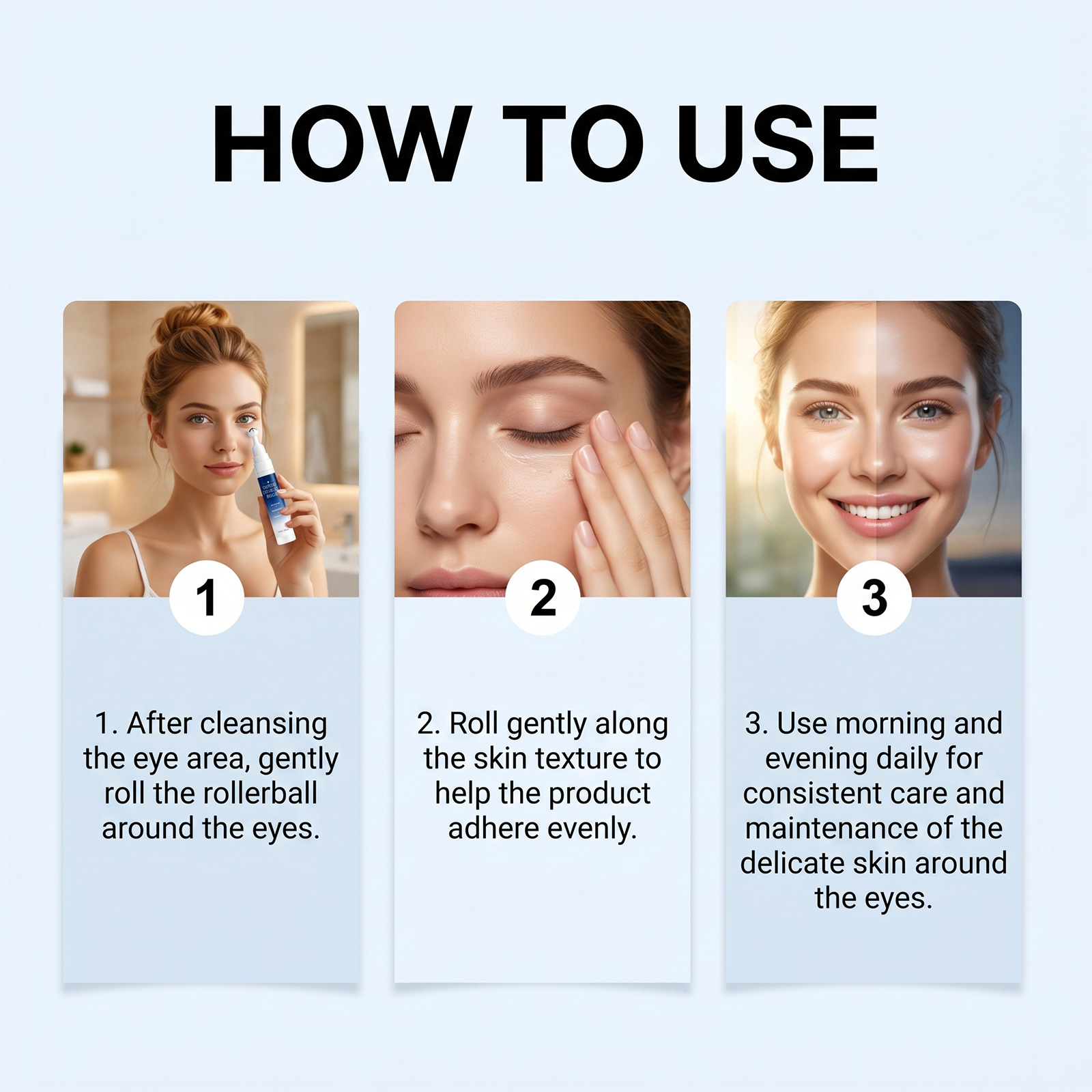 Caffeine Rolling Eye Cream Daily Eye Moisturizing Hydrating Gentle Massage Delicate Skin Care