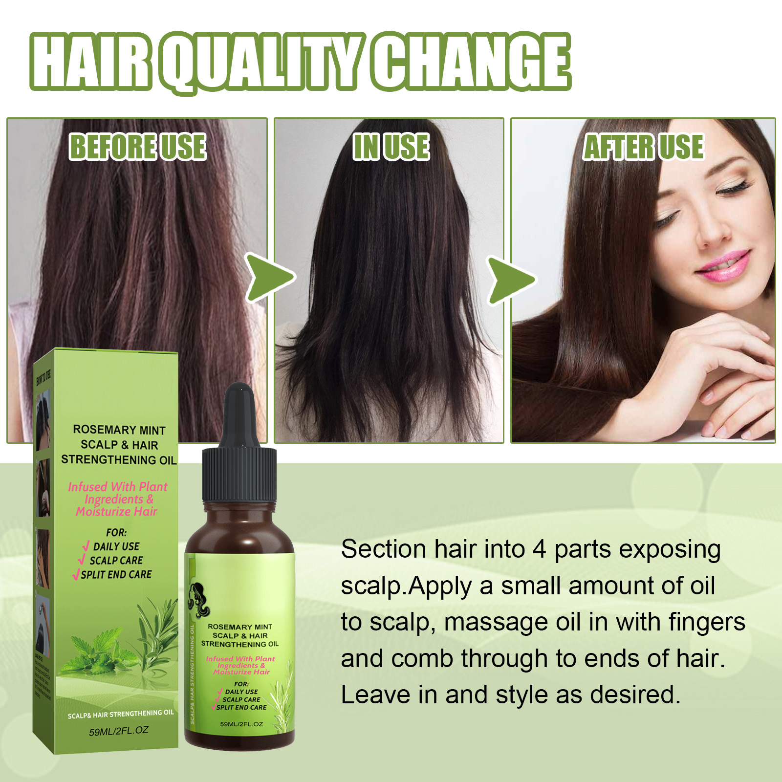 Mint Hair Care Liquid Mild Moisturizing Nourishing Silky Shiny Scalp Massage Hair Care