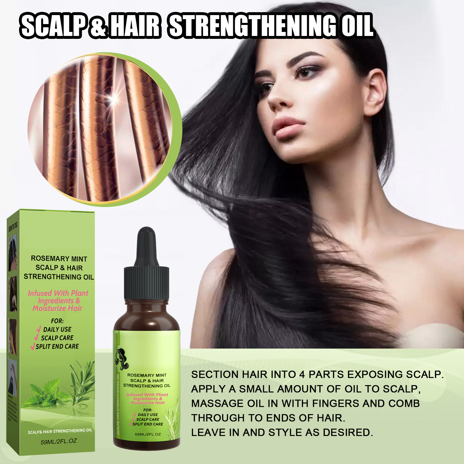 Mint Hair Care Liquid Mild Moisturizing Nourishing Silky Shiny Scalp Massage Hair Care