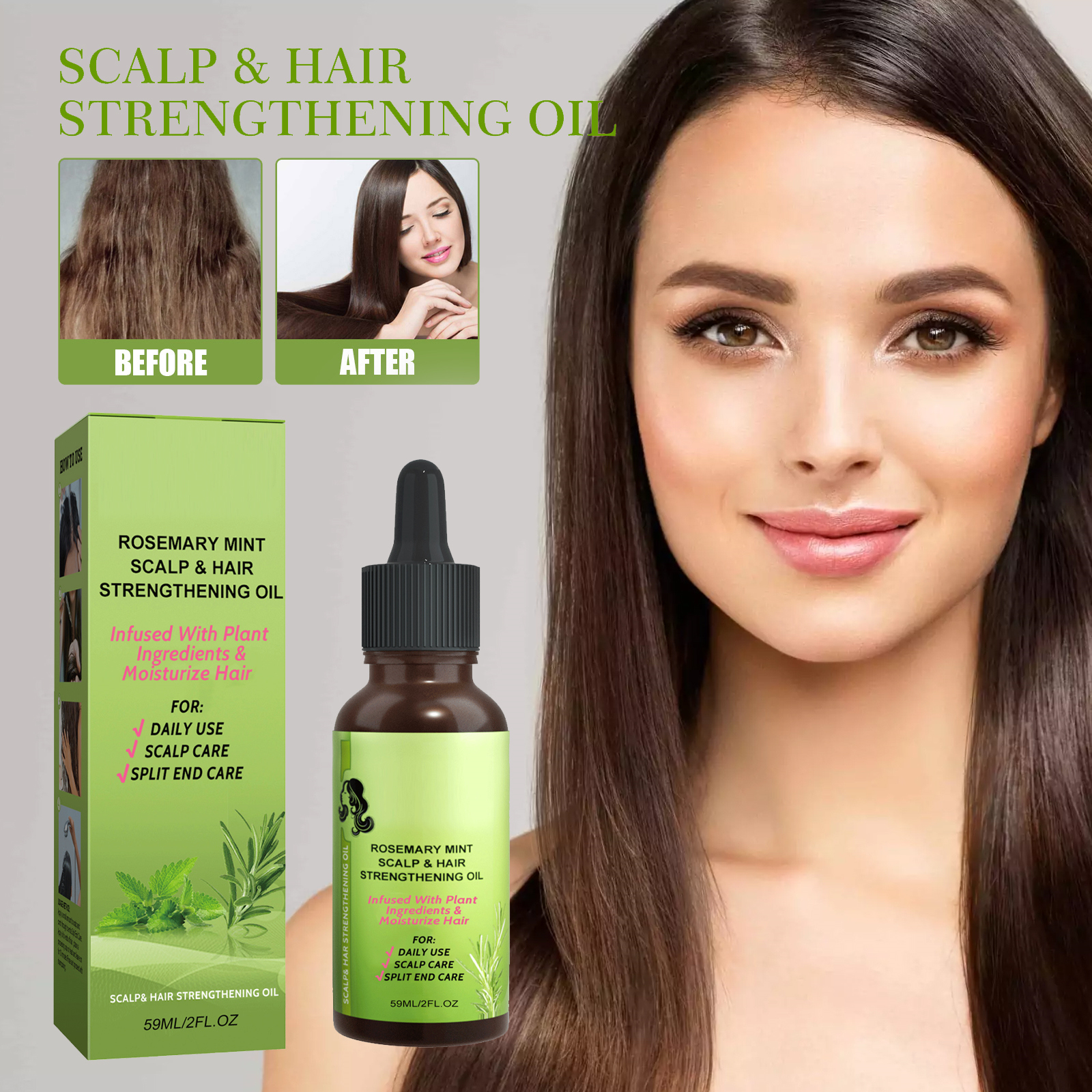 Mint Hair Care Liquid Mild Moisturizing Nourishing Silky Shiny Scalp Massage Hair Care