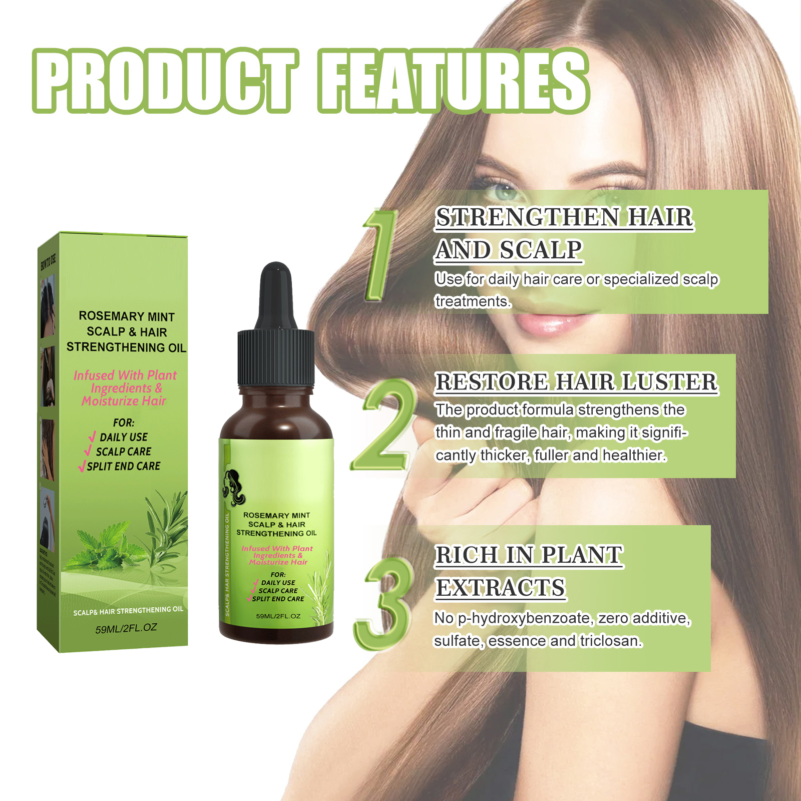 Mint Hair Care Liquid Mild Moisturizing Nourishing Silky Shiny Scalp Massage Hair Care