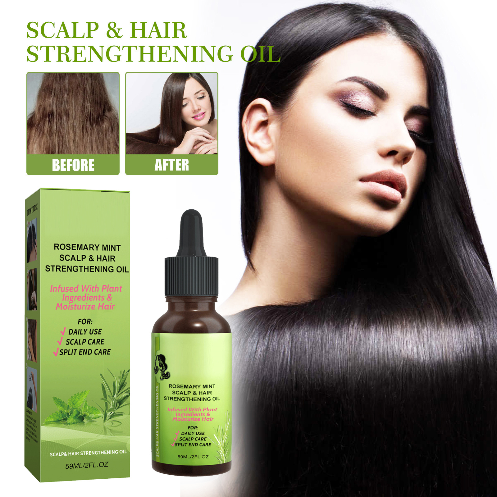 Mint Hair Care Liquid Mild Moisturizing Nourishing Silky Shiny Scalp Massage Hair Care