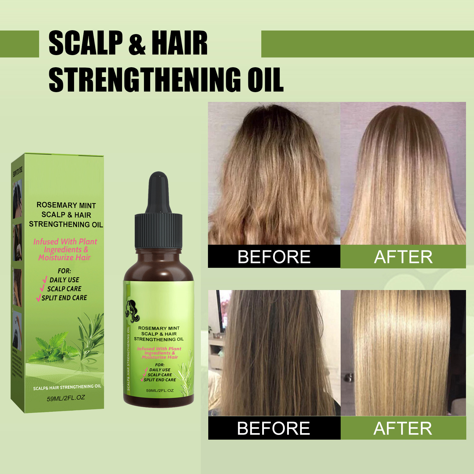 Mint Hair Care Liquid Mild Moisturizing Nourishing Silky Shiny Scalp Massage Hair Care