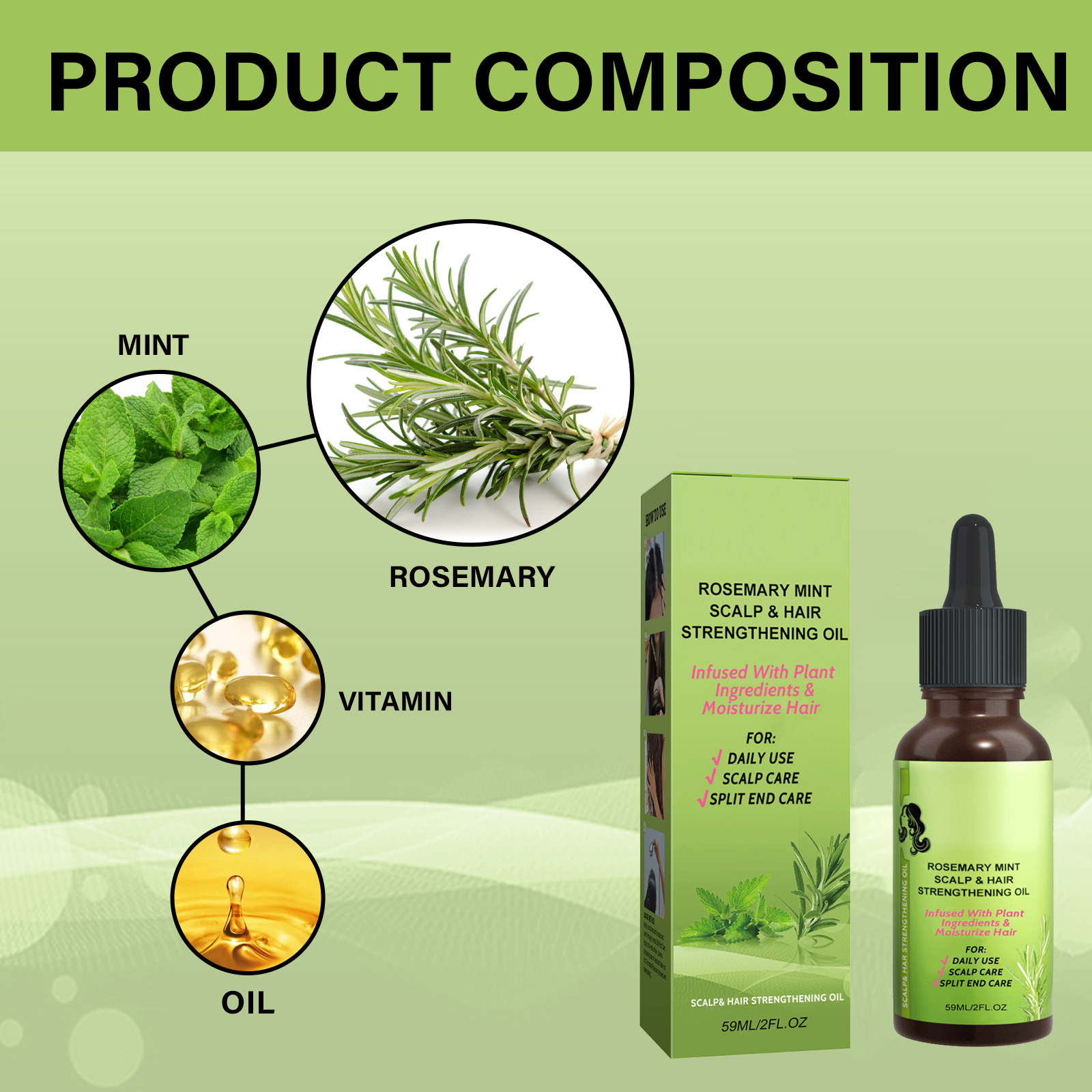 Mint Hair Care Liquid Mild Moisturizing Nourishing Silky Shiny Scalp Massage Hair Care