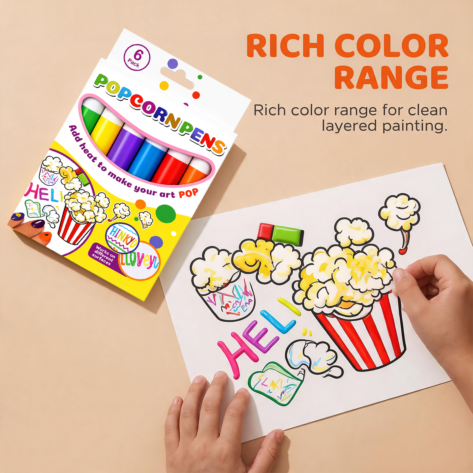 Popcorn Pen Three Dimensional Bubble Multi Color Creation Multi Surface Draw Not Easy Fall Off Smooth Ink Output Creative Toy