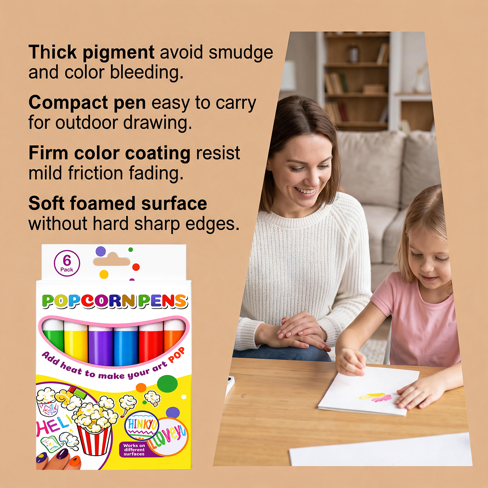 Popcorn Pen Three Dimensional Bubble Multi Color Creation Multi Surface Draw Not Easy Fall Off Smooth Ink Output Creative Toy