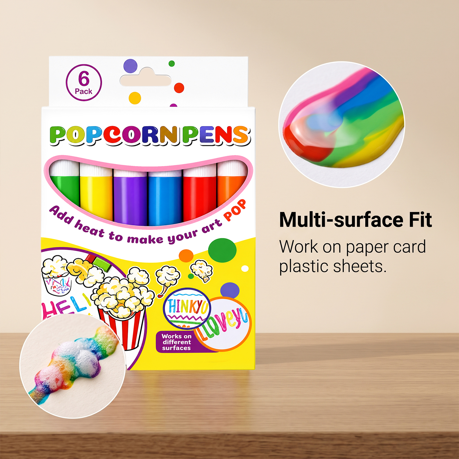 Popcorn Pen Three Dimensional Bubble Multi Color Creation Multi Surface Draw Not Easy Fall Off Smooth Ink Output Creative Toy