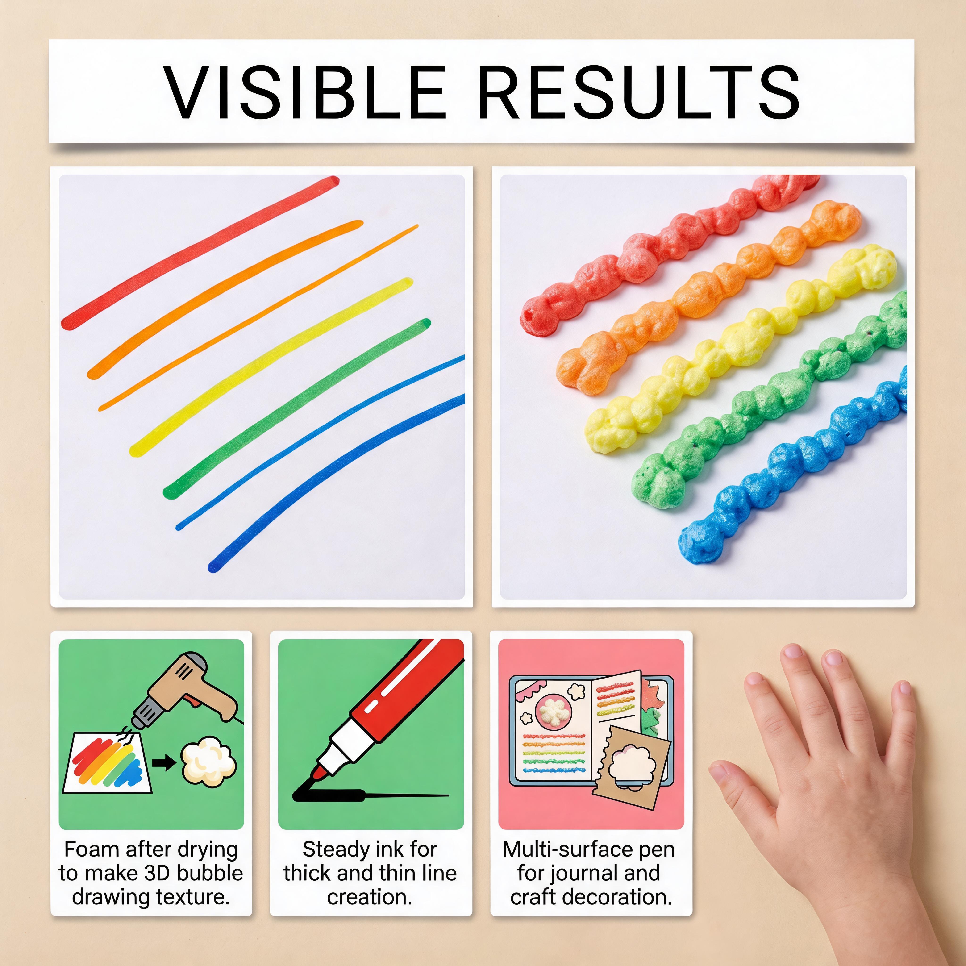 Popcorn Pen Three Dimensional Bubble Multi Color Creation Multi Surface Draw Not Easy Fall Off Smooth Ink Output Creative Toy