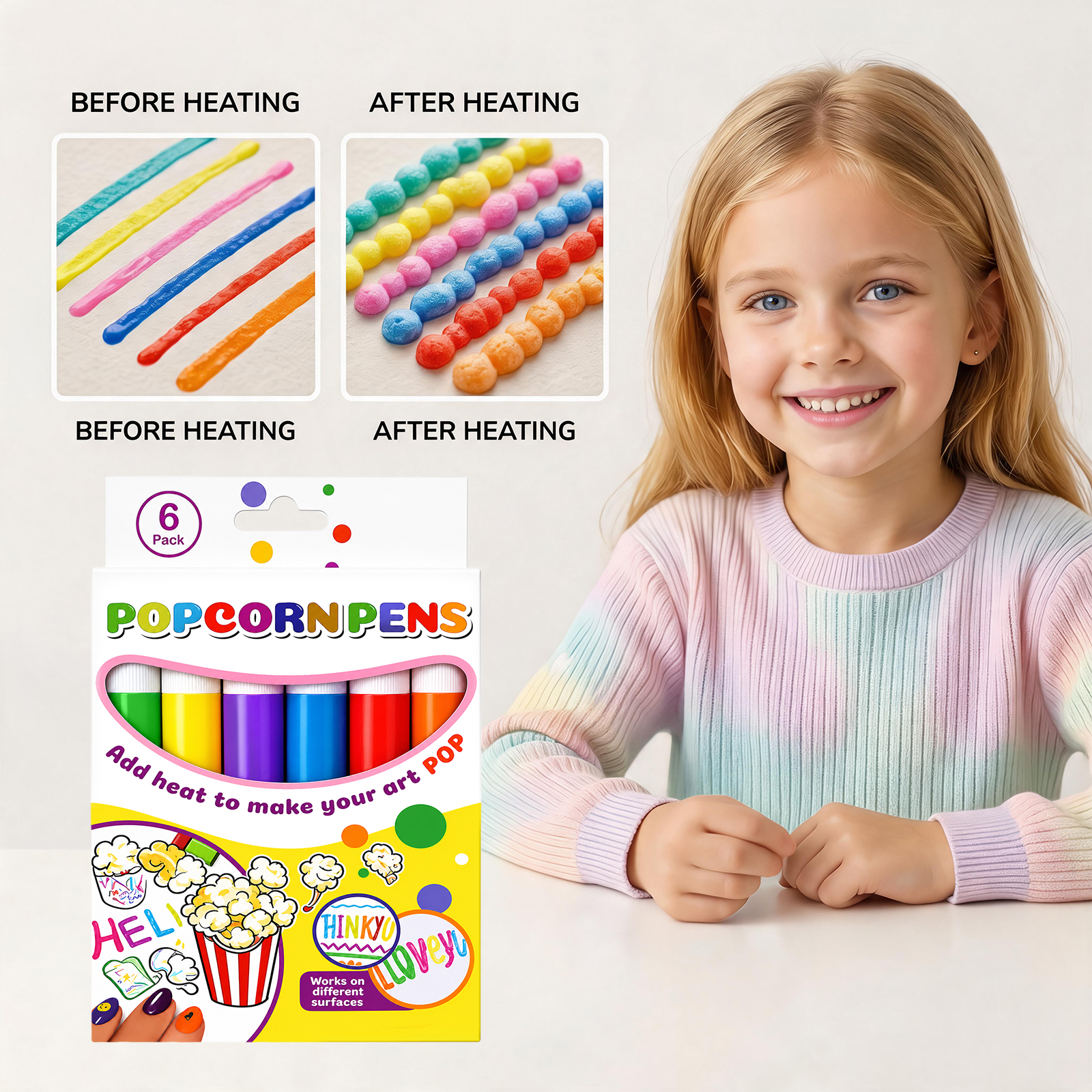 Popcorn Pen Three Dimensional Bubble Multi Color Creation Multi Surface Draw Not Easy Fall Off Smooth Ink Output Creative Toy