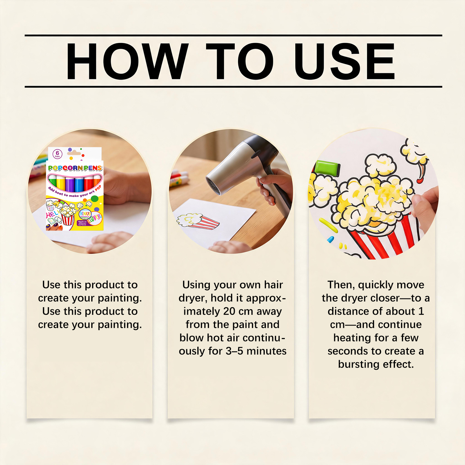 Popcorn Pen Three Dimensional Bubble Multi Color Creation Multi Surface Draw Not Easy Fall Off Smooth Ink Output Creative Toy