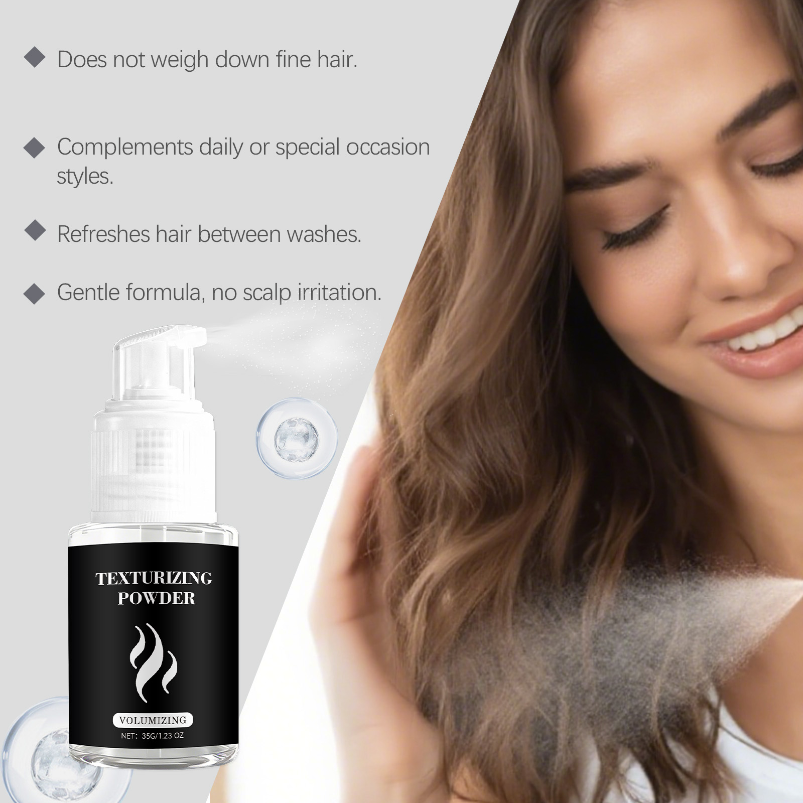 Fluffy Dry Hair Spray Air Volumizing Refreshing Light Silky Hair Natural High Cranial Top Daily Convenient Care