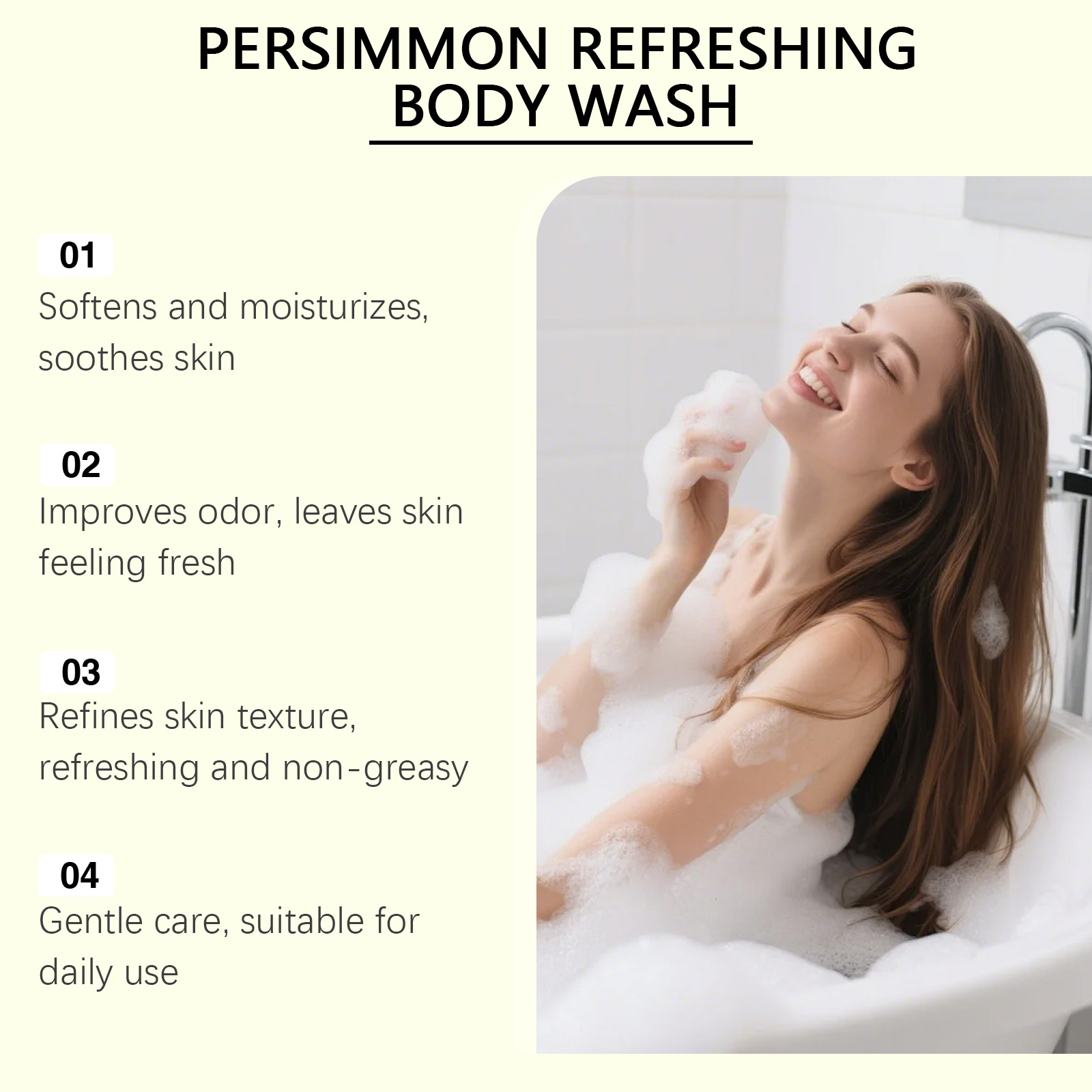 Persimmon Refreshing Body Wash Gently Protects Cleanses Skin Fresh Fragrance Soft Moisturizes Nonsticky