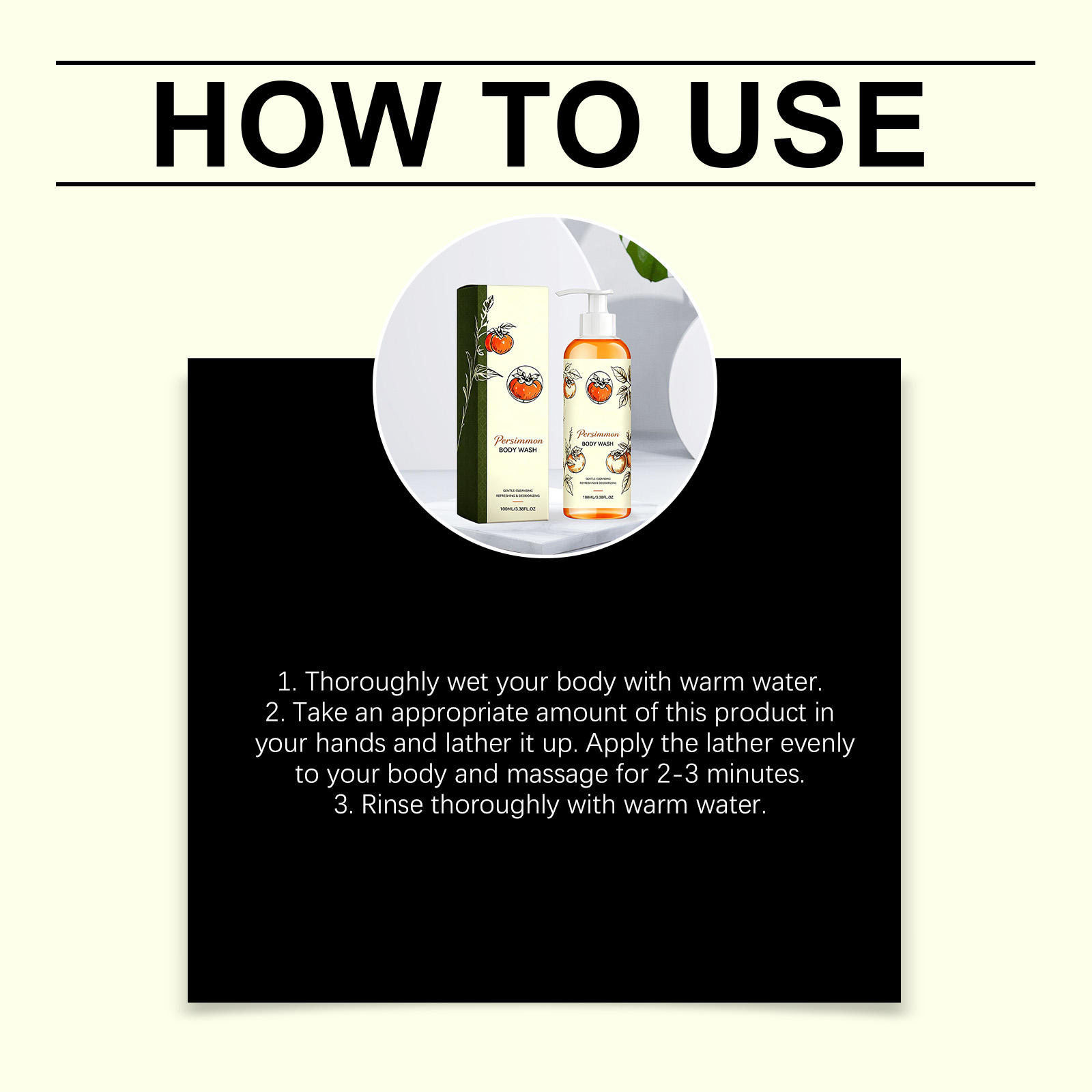Persimmon Refreshing Body Wash Gently Protects Cleanses Skin Fresh Fragrance Soft Moisturizes Nonsticky