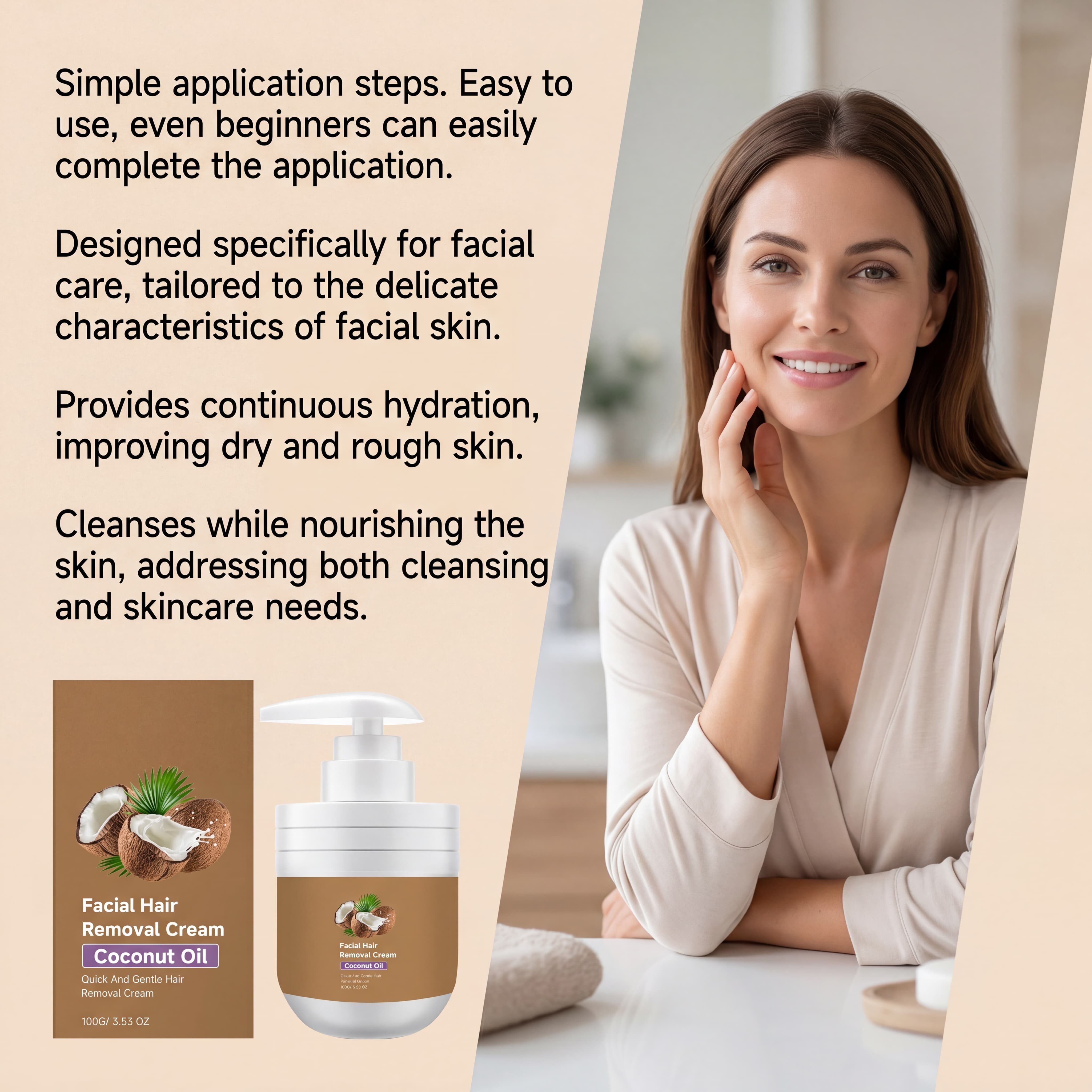 Facial Mild Depilatory Cream Gentle Formula Cleans Facial Downy Hair Leave Skin Delicate Smooth Refreshing