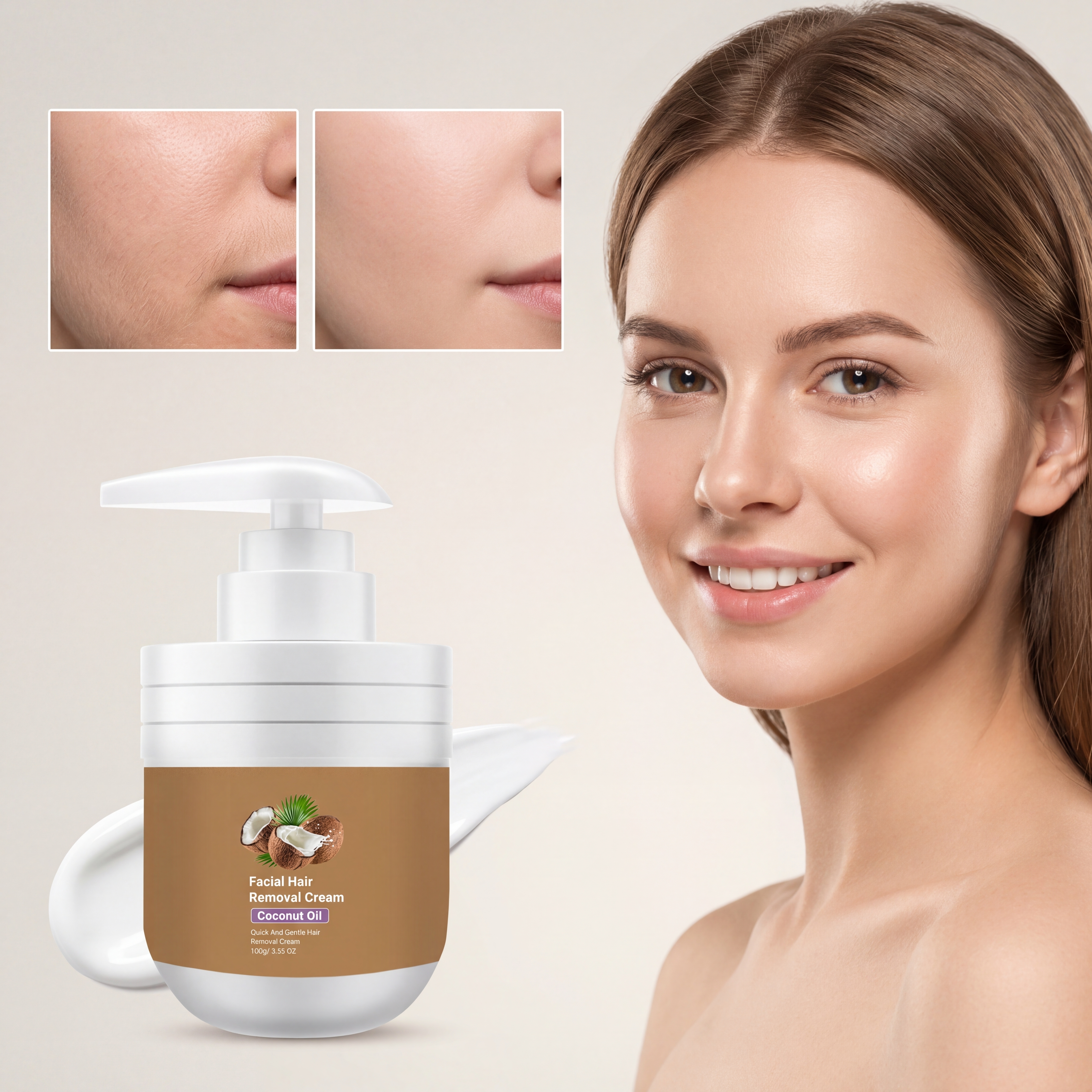 Facial Mild Depilatory Cream Gentle Formula Cleans Facial Downy Hair Leave Skin Delicate Smooth Refreshing