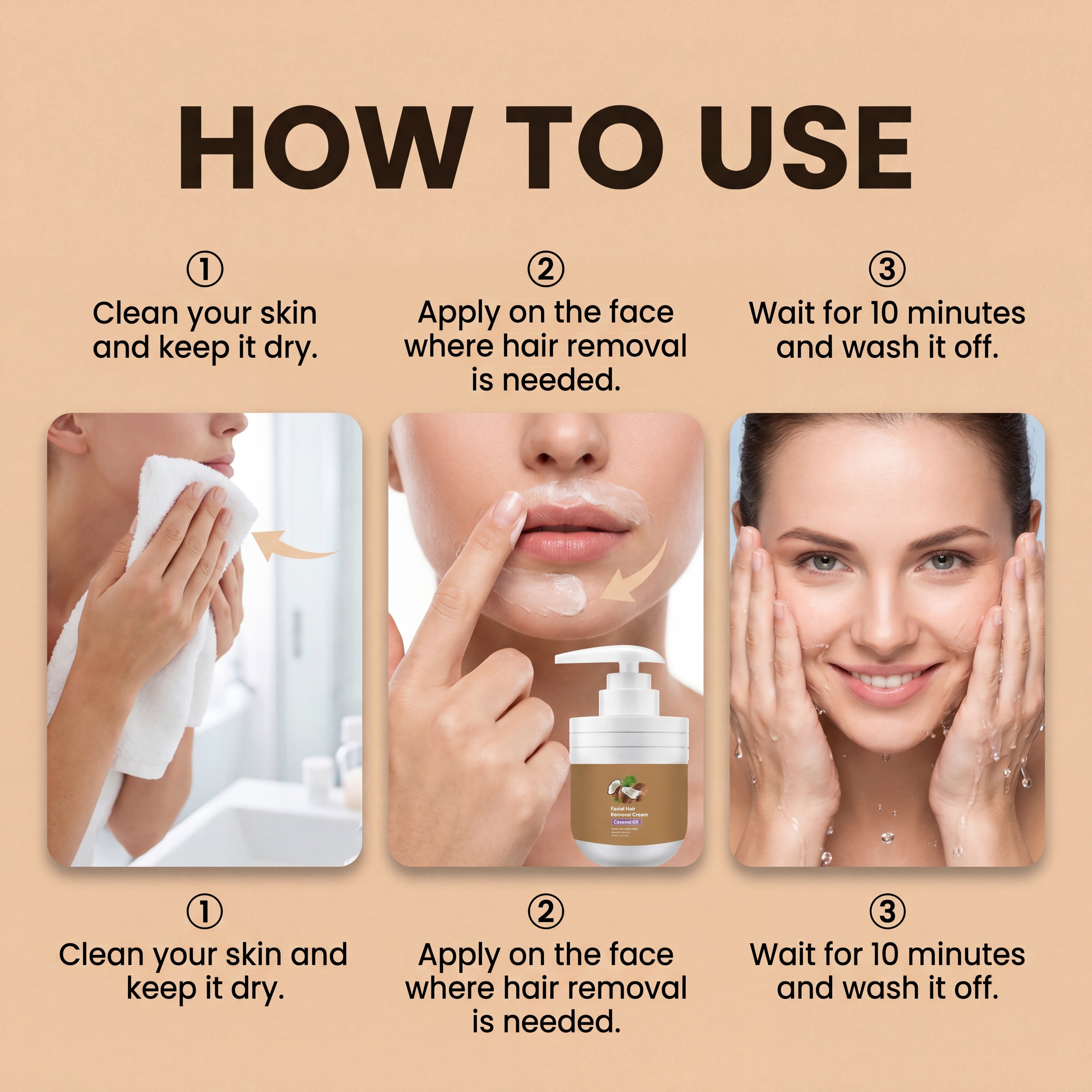 Facial Mild Depilatory Cream Gentle Formula Cleans Facial Downy Hair Leave Skin Delicate Smooth Refreshing