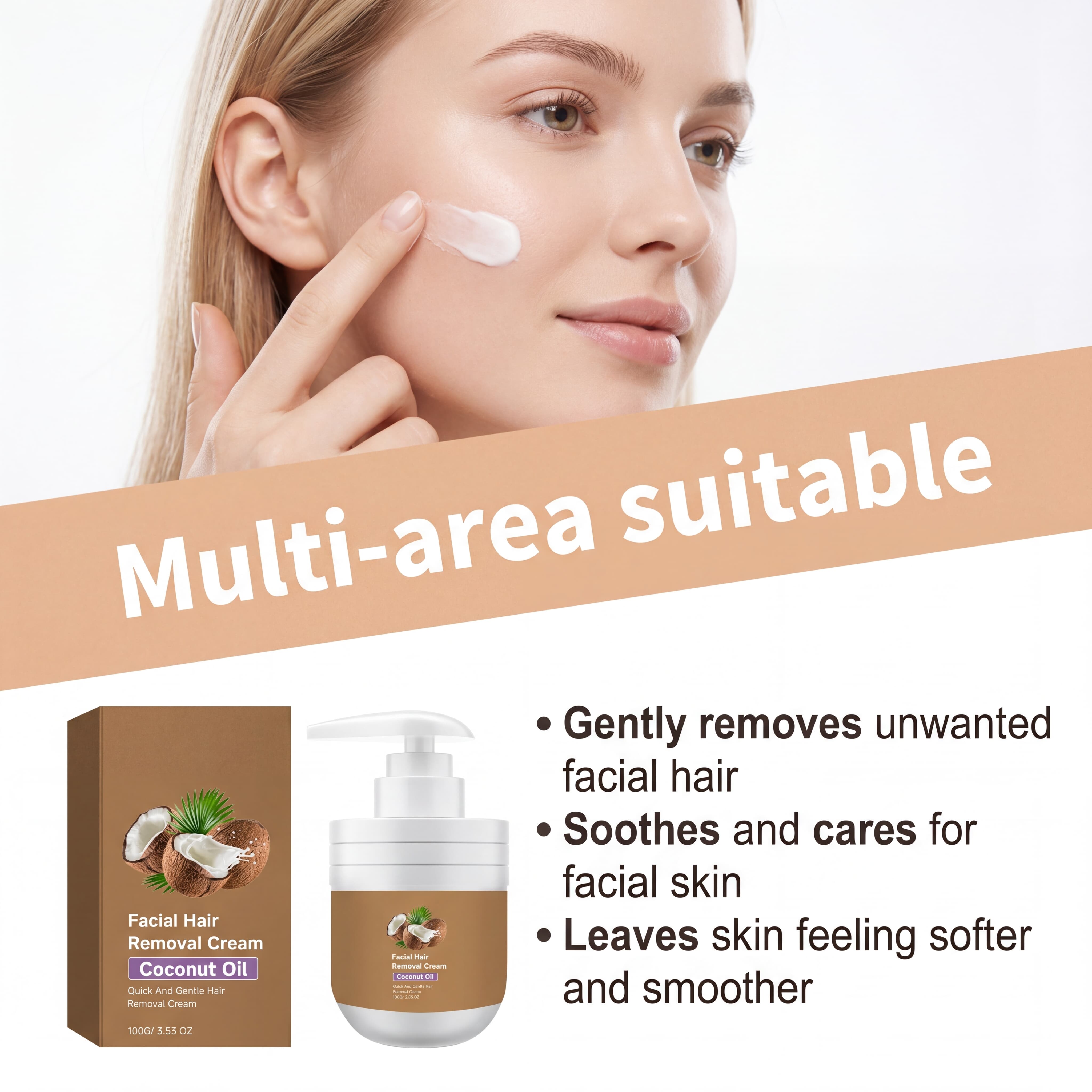 Facial Mild Depilatory Cream Gentle Formula Cleans Facial Downy Hair Leave Skin Delicate Smooth Refreshing