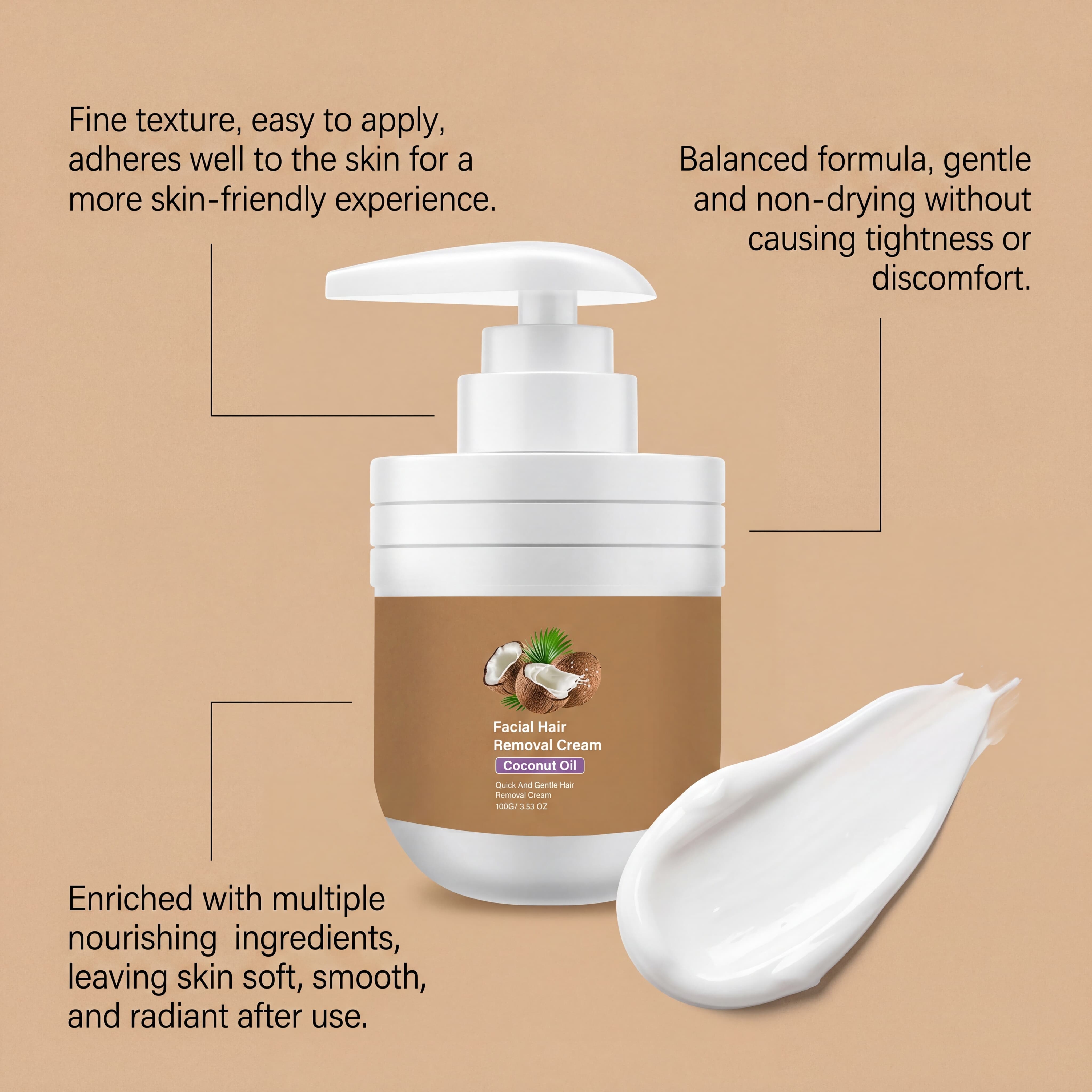 Facial Mild Depilatory Cream Gentle Formula Cleans Facial Downy Hair Leave Skin Delicate Smooth Refreshing
