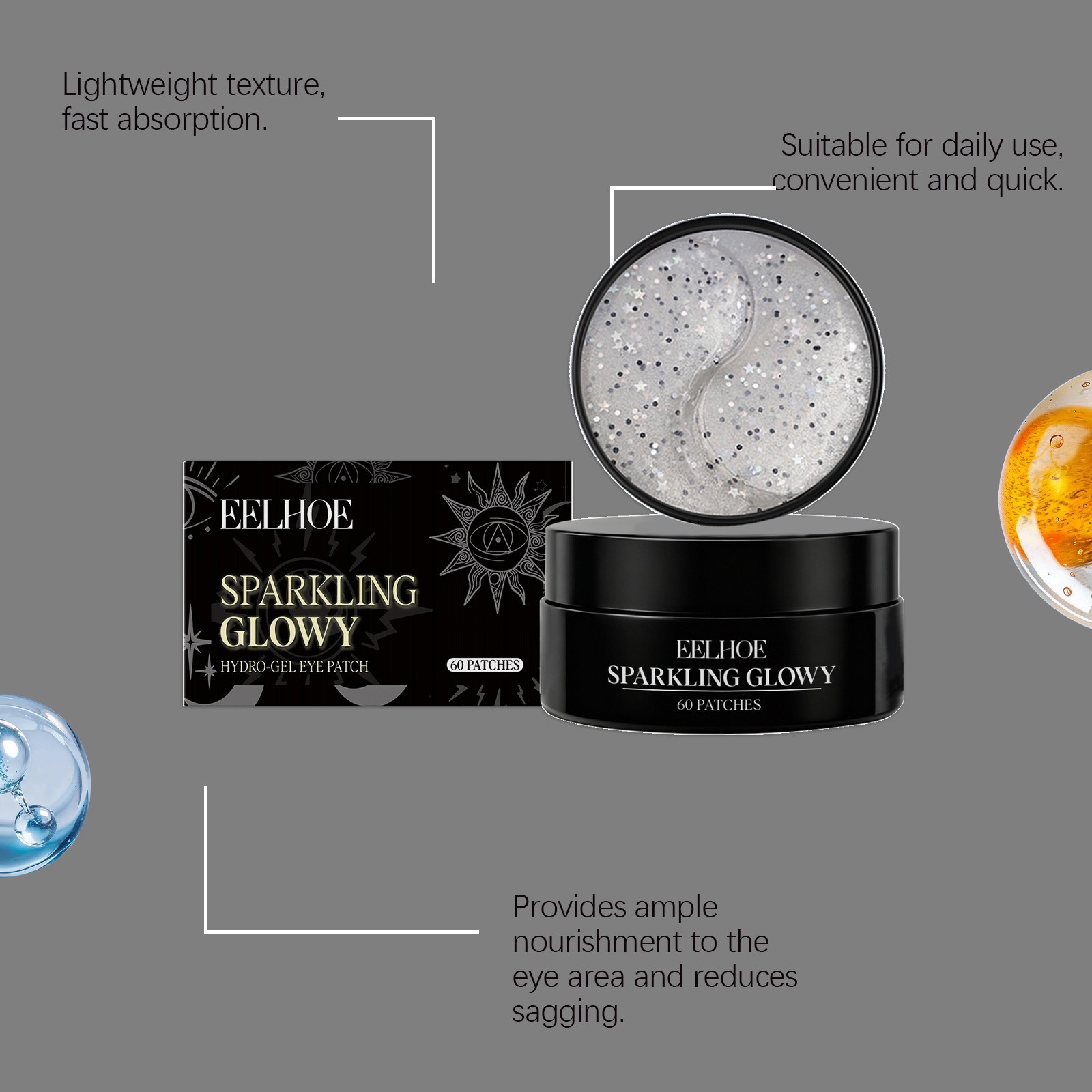 Sparkling Gel Eye Mask Moisturize Nourish Eye Skin Brighten Soften Eye Area Fine Care Mask