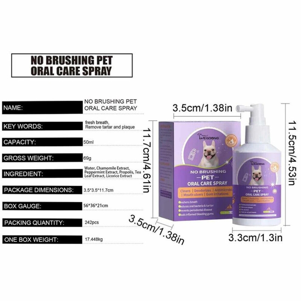 3PCS Pet Oral Cleanse Spray Dogs Cats Teeth Clean Pet Supplies