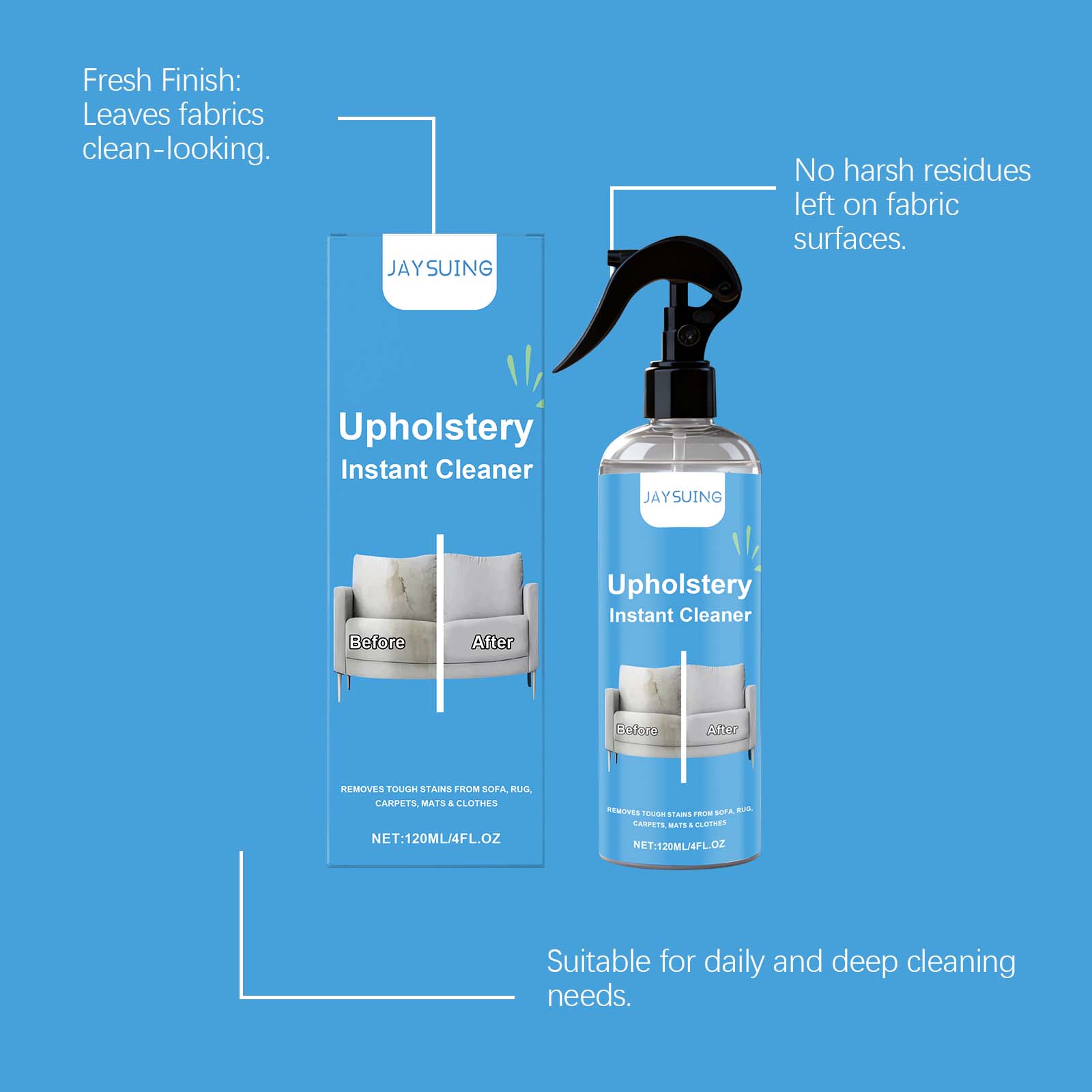 Fabric Cleaner Spray For Sofa Carpet And Upholstery Stain Removal Home Use