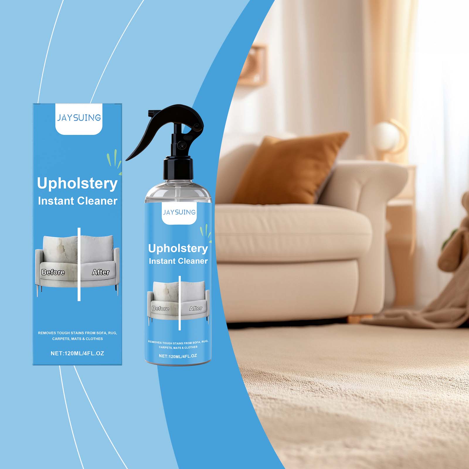 Fabric Cleaner Spray For Sofa Carpet And Upholstery Stain Removal Home Use