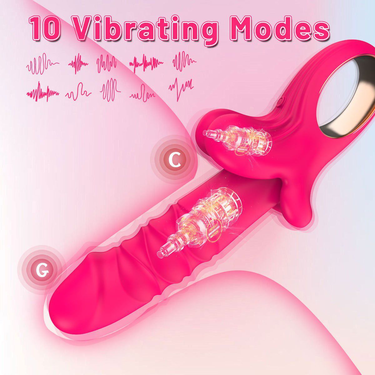 (Rose Red) Adult Sex Toy Masturbator Massagers Telescopic Vibrator with Automatic Thrusting Female Orgasm Wand Adult Novelty Toy  Big Mouth Design