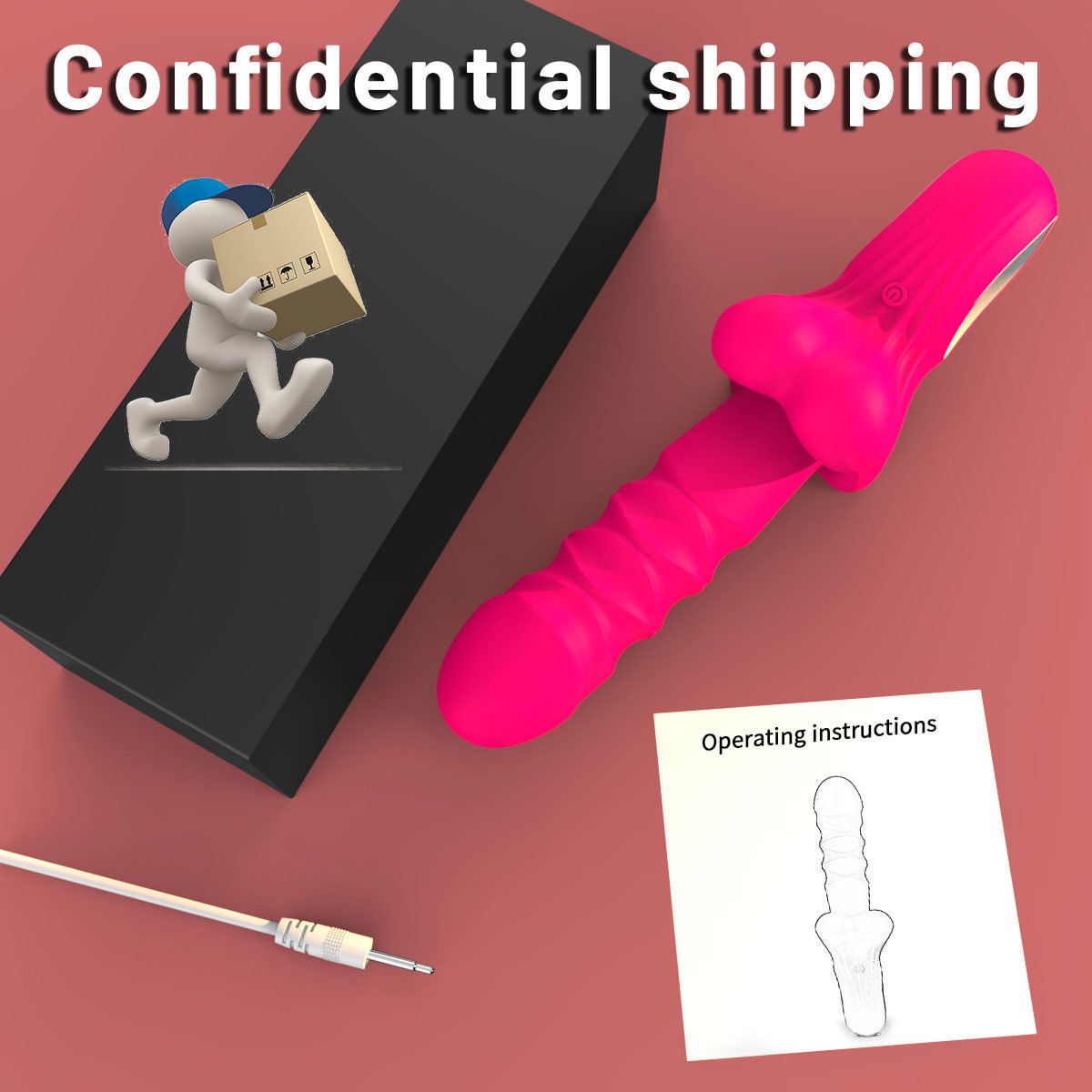 (Rose Red) Adult Sex Toy Masturbator Massagers Telescopic Vibrator with Automatic Thrusting Female Orgasm Wand Adult Novelty Toy  Big Mouth Design