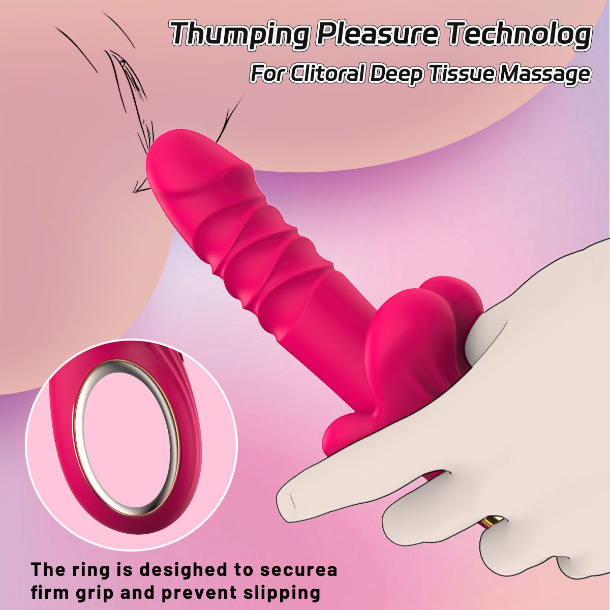 (Rose Red) Adult Sex Toy Masturbator Massagers Telescopic Vibrator with Automatic Thrusting Female Orgasm Wand Adult Novelty Toy  Big Mouth Design