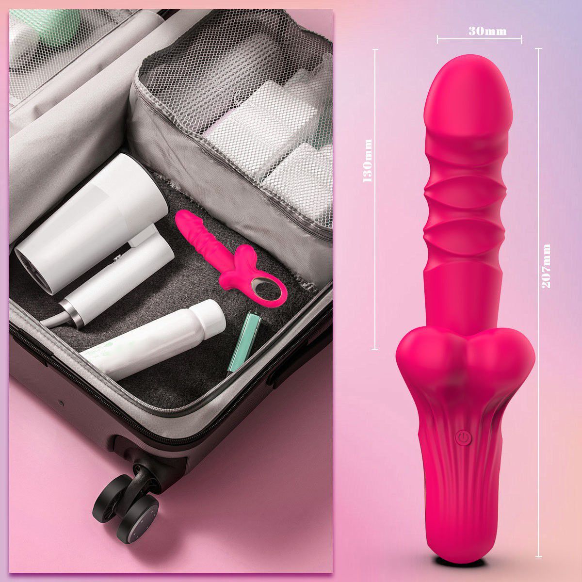 (Rose Red) Adult Sex Toy Masturbator Massagers Telescopic Vibrator with Automatic Thrusting Female Orgasm Wand Adult Novelty Toy  Big Mouth Design