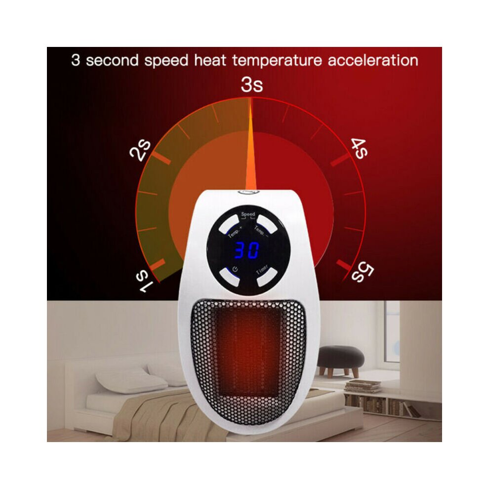 Electric Mini Heater Portable 500W 220V UK Plug-in Wall-outlet Space Fans Heater