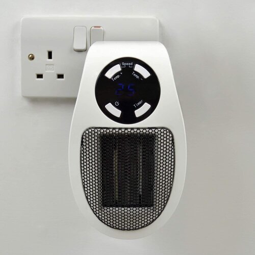 500W Smart Space Electric Fan Heater Wall Outlet Electric Space Heater as Seen on TV, Adjustable Thermostat with Remote Control and Timer and Led Display,Fast Heating Low Noise to Safe Use