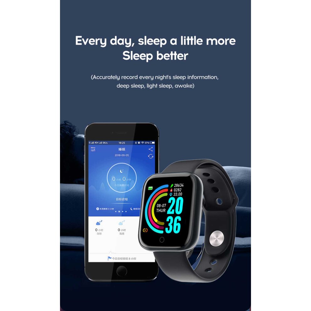 (White) Pro Bluetooth Smart Watch Men Women Y68 Blood Pressure Heart Rate Monitor Sport