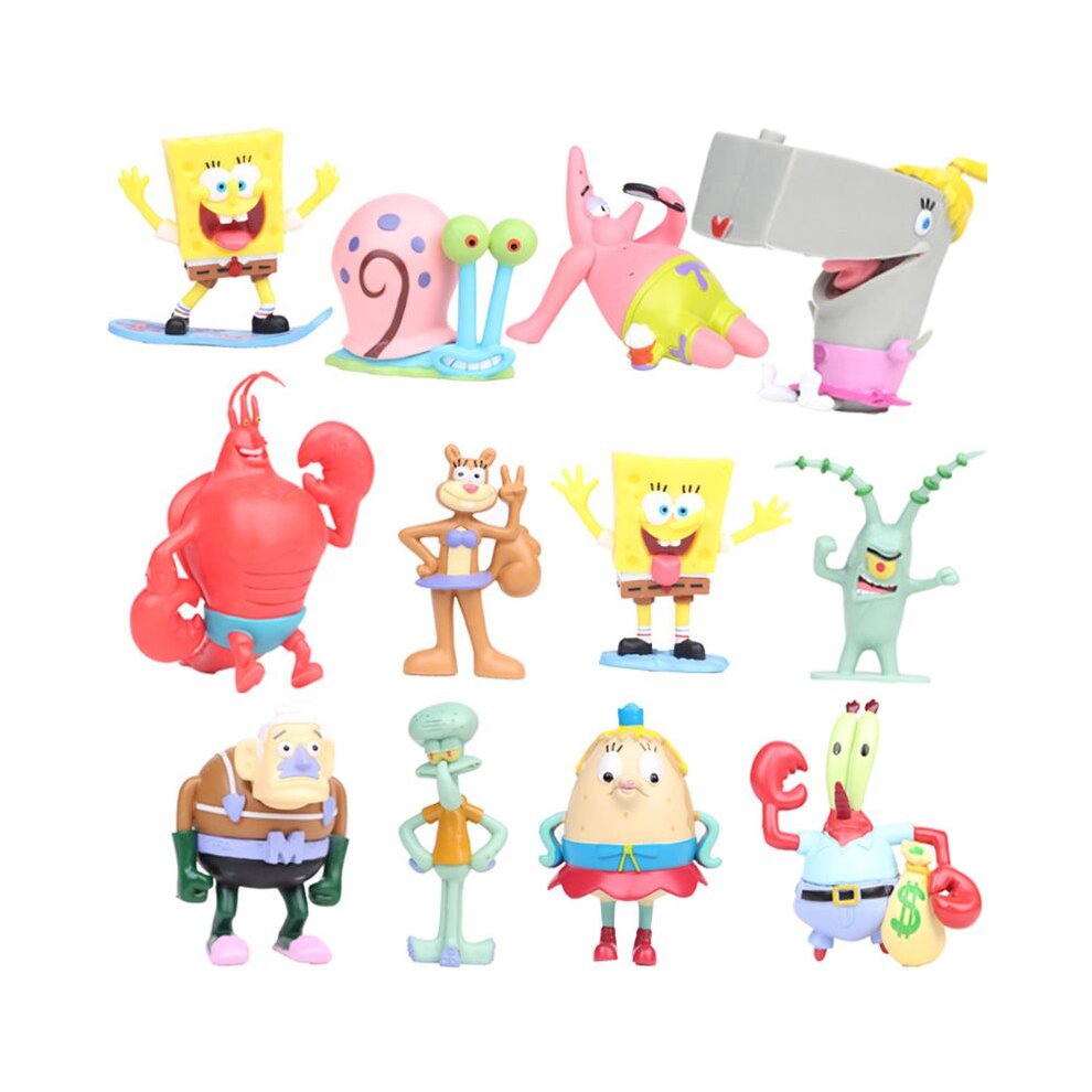 12PCS SpongeBob Action Figure SquarePants Patrick Sandy Gary Cake Topper Toys