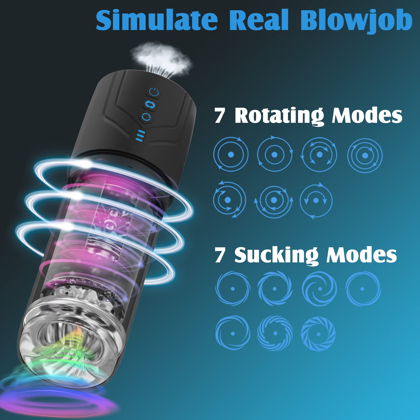 Automatic Male Masturbator Penis Pump Pocket Pussy Strokers 2 in 1 Sex Toys for Men Electric Orgasm Vibrator Adult Machine with 7 Rotation and 7 Suction Modes Waterproof Black