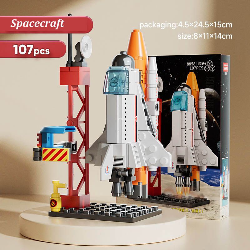 (Spacecraft 107 Pcs) DIY Spacecraft Building Blocks Assembling Bricks Launch Center Base Puzzle Model Set Bricks Toys For Children Boys Gift