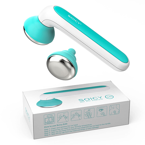 Ice Roller SOICY S40 Face Roller Cooling Skin Eye Massager Stainless Steel Skin Care Tools for Face Eyes Body Relief Soothe Sensitive Skin De-puff Under Eyes Visibly Lift Sculpt Facial Contours