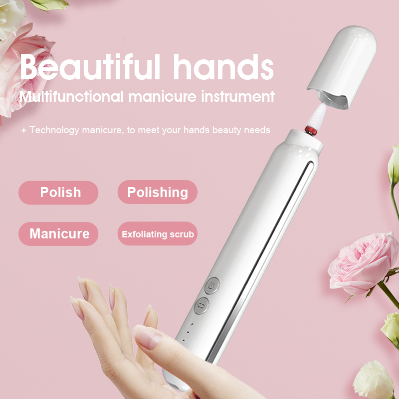 (White) Nail Drill USB Wireless Rechargeable Electric Nail Drill Machine Cordless Portable Drilling Nail Machine Portable Manicure Drill Set With Led Light Adjustable Speed