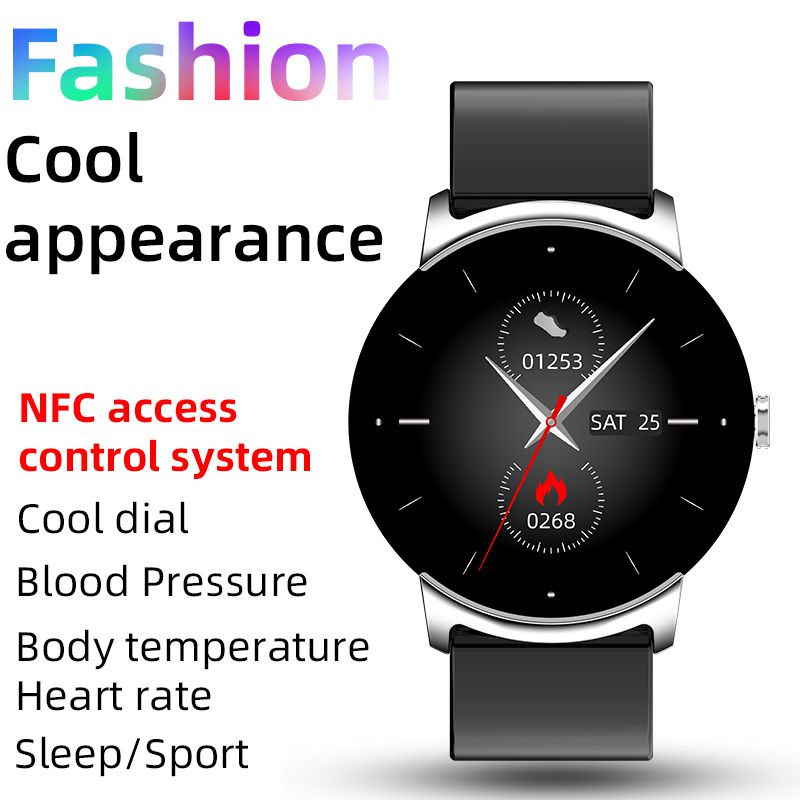 (White) Smart Watch NFC Access Camera Control Bluetooth Calls Music Play Sports Heart Rate Blood Sugar for Xiaomi Huawei Smartwatch