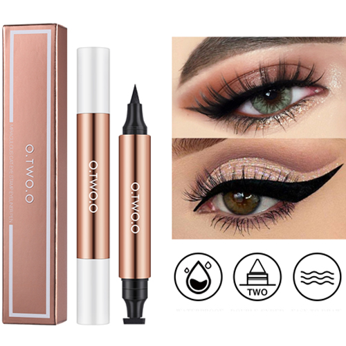 Eyeliner Stamp Black Liquid Eyeliner Pen Eye Liner Pencil Natural Waterproof Fast Dry Double-ended Sweat-proof Long-Lasting Makeup Cosmetics Tools for Women Beginners