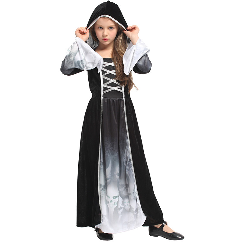 (110~120cm) Forgotten Souls Girls Costume Ghost Princess Halloween Witch Dress Fancy Cosplay Costume Princess