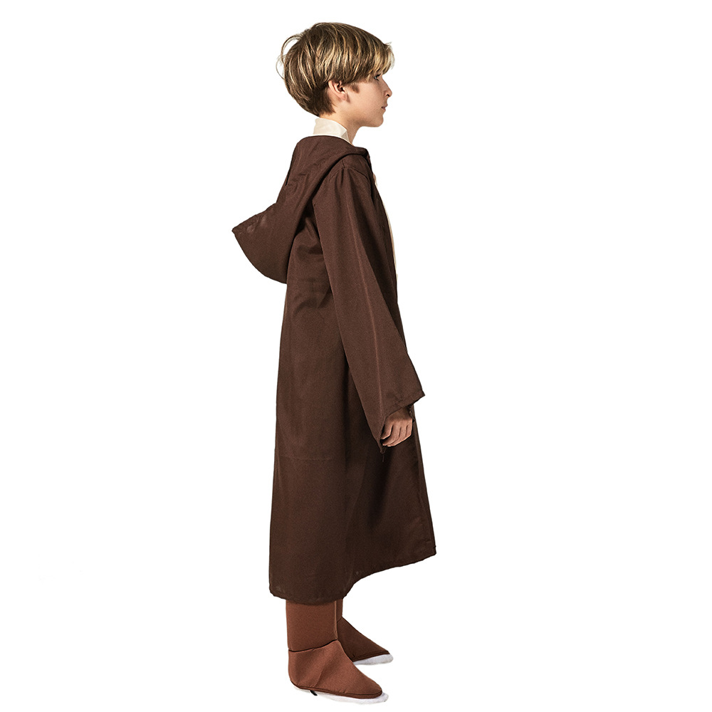 (110~120CM) Jedi Costume Kids Tunic Hooded Jedi Robes Medieval Fancy Dress Halloween Cosplay Party Costume